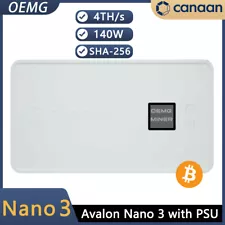 Canaan Avalon Nano 3 Bitcoin Miner 140W Home Quiet Asic Miner with PSU (White)