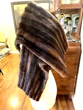 VINTAGE AUTHENTIC DARK BROWN MINK STOLE/WRAP GOOD SZ FOR LARGE/X LARGE/PLUS SIZE