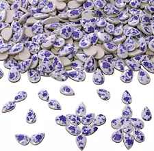 Blue and White Porcelain Raindrop Shapes Mosaic Tiles for Crafts Bulk, 60 Pieces