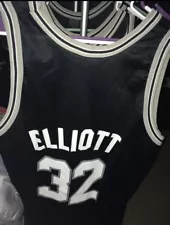 SEAN ELLIOTT Champion SAN ANTONIO SPURS Black Jersey Large 48 NBA Iron On Logo