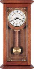 Bulova Cirrus C3375 Brown Pendulum Oak Gold Etched Westminster Chime Wall Clock