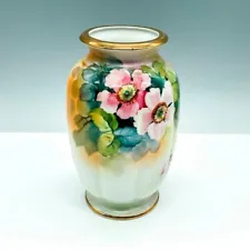 1911-1921 Deco Noritake Morimura Bros Hand Painted ROSE Vase Floral-MOVING SALE