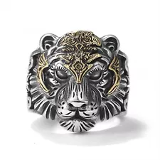 Vintage Animal Owl Tiger Sniffing Gold Rings For Men Punk Jewelry Women Gifts