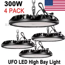 4 Pack 300W UFO LED High Bay Light Shop Lights Industrial Factory Warehouse Lamp