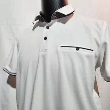 Au Noir Mens Polo Shirt Dry Fit White Faux Pocket Short Sleeve Size 4 Large