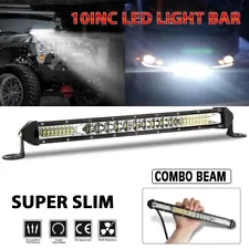 10inch Slim LED Light Bar Spot Flood Combo Work SUV Boat Offroad Driving ATV 4WD (For: Jeep)