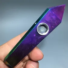 Color Aura Bismuth Titanium Quartz Crystal Smoking Pipe Healing Points Smoking60