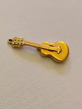 Vintage Gold Guitar Charm Pendant Estate Sale Find