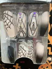 Magic Fingertips Press On Nails Halloween Spider Webs. New.