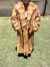 Full Length Genuine Red Fox Coat Vintage Large Len 52 1/2” SF international Fur