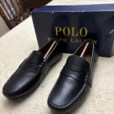 NIB Polo Ralph Lauren Men's Shoes Reynold Driving Leather Moccasin Black 8 D