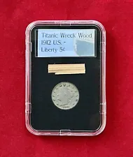 Authentic RMS Titanic Wreck Wood Relic & 1912 Liberty Nickel, Artifact w/COA