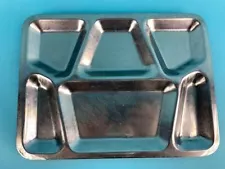 LOT OF 10 VINTAGE STAINLESS STEEL CAFETERIA FOOD TRAYS: 6 section |010-4122158