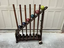 Vintage Stiles Brothers Croquet Set Complete With Rack & All Accessories