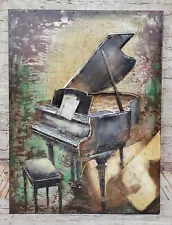 3D- Piano Oil Art Painting Piano Music Lover Perfect Gift Hand Made Artwork Sale