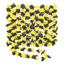 Yellow & Black Hawaiian Flower Polyester Leis - 12 Pc.