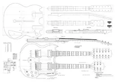 Gibson double neck eds-1275 guitar PLANS - to make a guitar - actual size