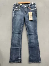 LA Idol USA Women’s 11 Blue Jeans Bling Embellished Flap Pockets Bootcut NWT