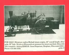 1977 FOR SALE: Miniature replica BIRDSALL steam engine Vintage Print Ad SV3.