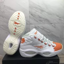 Reebok Question Mid Allen Iverson White Orange Toe HR1049 Men's Size 8