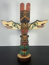 New ListingHand Carved and Painted Wooden Totem Pole 10.25” Tall