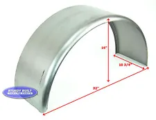 Round 16 Gauge Smooth Steel Single Axle Trailer Fender 10 3/4"x 32"x 16"