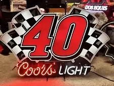 Coors Light Beer Neon 40 NASCAR Sign Vintage 30"x21"