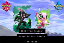 Dada Zarude And Shiny Celebi, Movie Coco Mythical Pokemon Sword Shield Trading