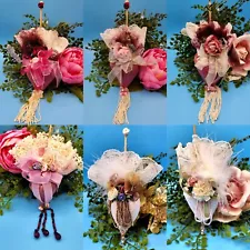 Victorian Parasol Ornaments Roses Tulle Pearls Umbrella Beaded Tassels Choice