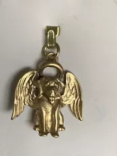 *SALE* RARE HANDCRAFTED *GOLD-TONE* PEWTER GUARDIAN ANGEL CHARM/TAG FOR DOG-NEW