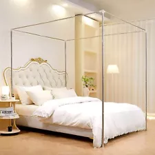 Canopy Bed Frame Stainless Steel Queen King Mosquito Netting Curtain Bracket