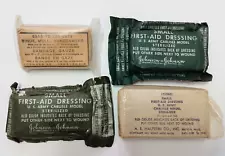 VINTAGE 4 MEDICAL KIT SMALL DRESSING FIRST AID U.S. ARMY-WW2