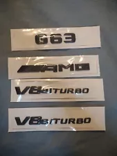 G63 AMG GLOSS BLACK EMBLEMS BADGES FOR MERCEDES G-CLASS V8 BITURBO 4638175200