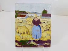 Vintage Original Nis Stougaard Denmark Ceramic Art Tile Plaque Glazed