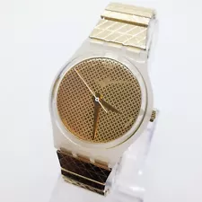 1999 Gold Swiss Swatch Watch for Sale with Original Box and Papers Rare 90s