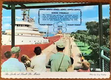 Michigan, MI, Saulte Ste. Marie, Edmund Fitzgerald Ore Boat in Locks, ca 1970 PC