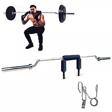 Safety Squat Bar 700LB,Steel Fitness Squat Olympic Bar With 2 Xbarbell Clips