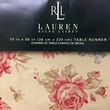 New Ralph Lauren Home “Fairdale Floral” Fabric 100%Cotton Table Runner 15” X 90”