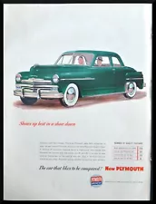 1949 Plymouth Special Deluxe Sedan color illustration art vintage print Ad