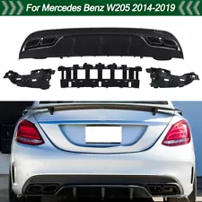 For Benz W205 C300 C350 C400 AMG-Line 2014-2019 Rear Diffuser Lip W/ Exhaust Tip (For: 2014 C350)