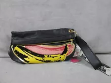 Andy Warhol Banana Pop Art Clutch Purse Wristlet Black Loop Stylish Cat Keychain