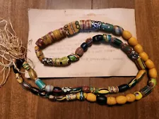 Rare Strand Antique Mixed African Trade Beads Estate Find With Note