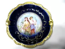 Antiq Cobalt Blue w/Heavy Gold Portrait Plate - PM Bavaria-Lady w/Mirror-ON SALE