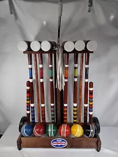 Vtg 6-Player Croquet Set with Cart/ Caddy Foster’s Skowhegan Yard Games