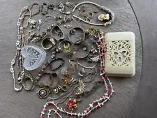 Junk Drawer Lot~Costume Jewelry~Bracelets~Pins~Earrings~70's-2000's~Parts/Wear