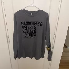 Bella+Canvas Long sleeve Tshirt Grey Xl Handcuffs & Kevlar & 10-codes