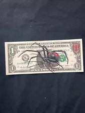 3D Spider 1 Dollar Bill Original painting Graffiti Art Street Art Outsider Art