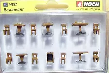 HO 1:87 scale Noch 14822 " Wood " Restaurant Tables & Chairs