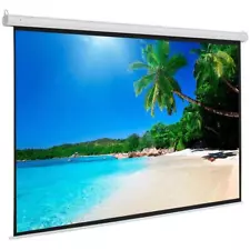 100" 4:3 Projector Screen Manual Pull Down School Business Home Projection