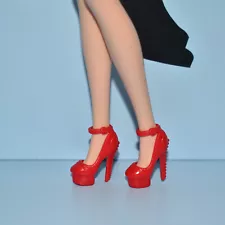 Barbie Closed Toe Red Platform Shoes High Heels Pumps, Stud Accents, Ankle Strap